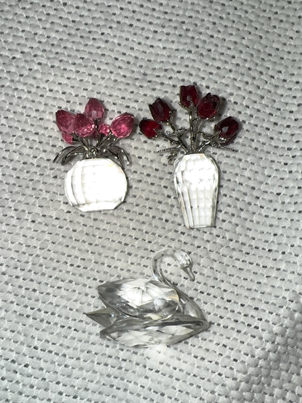 Swarovski crystal flowers and swan